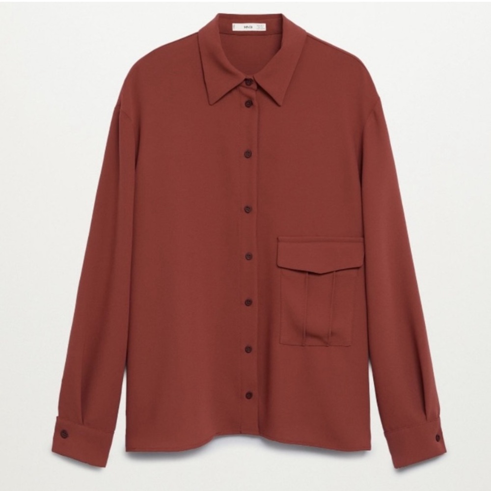 SEARCHING for this MNG rust red/brown blouse that pairs with the pants pictured.